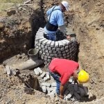 Construcción de registro de aguas residuales