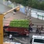 jovenes saquean camion cargado de guineos en santiago
